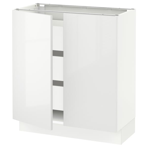 SEKTION / MAXIMERA Gabinete bajo 2 puertas 3 cajones, blanco/Ringhult blanco, 76x37x76 cm