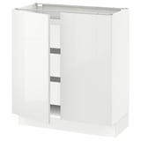 SEKTION / MAXIMERA Gabinete bajo 2 puertas 3 cajones, blanco/Ringhult blanco, 76x37x76 cm