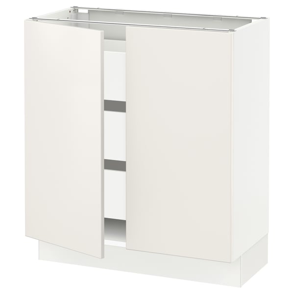 SEKTION / MAXIMERA Gabinete bajo 2 puertas 3 cajones, blanco/Veddinge blanco, 76x37x76 cm