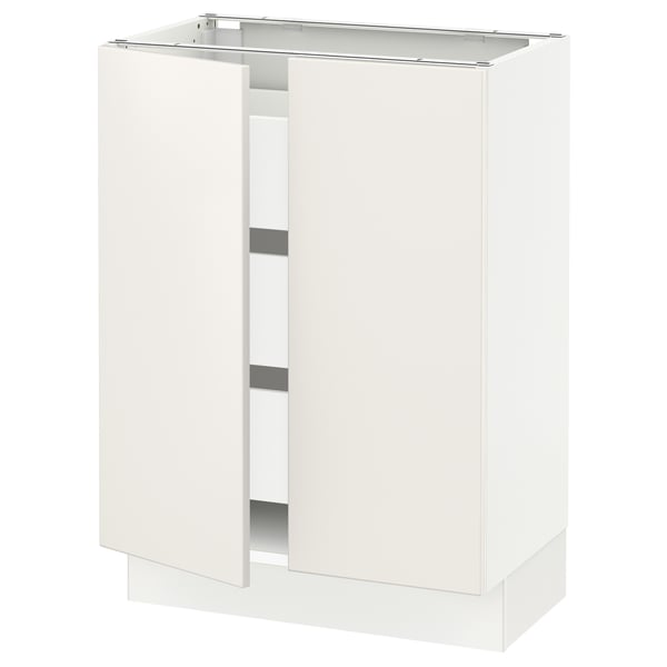 SEKTION / MAXIMERA Gabinete bajo 2 puertas 3 cajones, blanco/Veddinge blanco, 61x37x76 cm