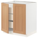 SEKTION / MAXIMERA Gabinete bajo 2 puertas 3 cajones, blanco/Vedhamn roble, 76x61x76 cm