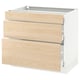 SEKTION / MAXIMERA Gabinete bajo 3 cajones, blanco/Askersund efecto fresno claro, 91x61x76 cm