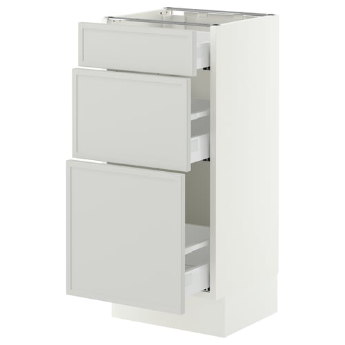 SEKTION / MAXIMERA Gabinete bajo 3 cajones, blanco/Aspudden gris claro, 38x37x76 cm