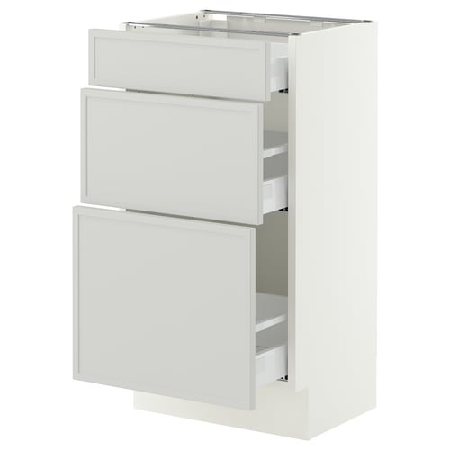 SEKTION / MAXIMERA Gabinete bajo 3 cajones, blanco/Aspudden gris claro, 46x37x76 cm