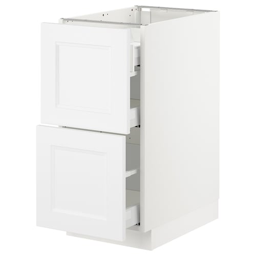SEKTION / MAXIMERA Gabinete bajo 3 cajones, blanco/Axstad blanco mate, 38x61x76 cm