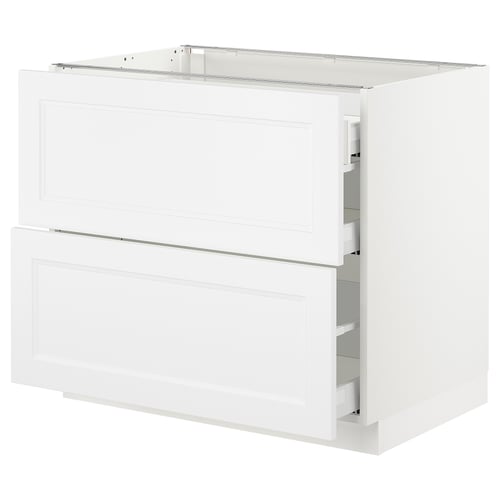 SEKTION / MAXIMERA Gabinete bajo 3 cajones, blanco/Axstad blanco mate, 91x61x76 cm