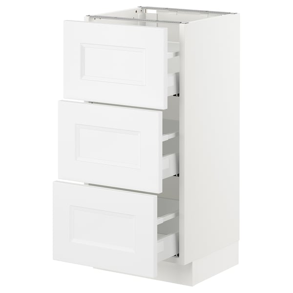 SEKTION / MAXIMERA Gabinete bajo 3 cajones, blanco/Axstad blanco mate, 38x37x76 cm