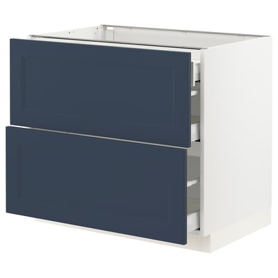 SEKTION / MAXIMERA Gabinete bajo 3 cajones, blanco Axstad/mate azul, 91x61x76 cm