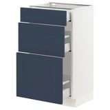 SEKTION / MAXIMERA Gabinete bajo 3 cajones, blanco Axstad/mate azul, 46x37x76 cm