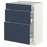 SEKTION / MAXIMERA Gabinete bajo 3 cajones, blanco Axstad/mate azul, 61x37x76 cm