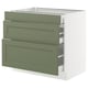 SEKTION / MAXIMERA Gabinete bajo 3 cajones, blanco/Axstad verde grisáceo, 91x61x76 cm