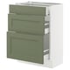 SEKTION / MAXIMERA Gabinete bajo 3 cajones, blanco/Axstad verde grisáceo, 61x37x76 cm