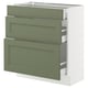 SEKTION / MAXIMERA Gabinete bajo 3 cajones, blanco/Axstad verde grisáceo, 76x37x76 cm