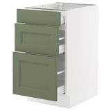 SEKTION / MAXIMERA Gabinete bajo 3 cajones, blanco/Axstad verde grisáceo, 46x61x76 cm