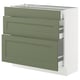 SEKTION / MAXIMERA Gabinete bajo 3 cajones, blanco/Axstad verde grisáceo, 91x37x76 cm