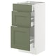 SEKTION / MAXIMERA Gabinete bajo 3 cajones, blanco/Axstad verde grisáceo, 38x37x76 cm