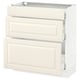 SEKTION / MAXIMERA Gabinete bajo 3 cajones, blanco/Bodbyn hueso, 76x37x76 cm