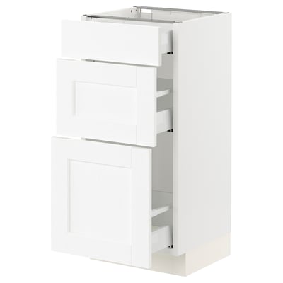 SEKTION / MAXIMERA Gabinete bajo 3 cajones, blanco Enköping/blanco efecto madera, 38x37x76 cm