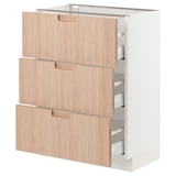 SEKTION / MAXIMERA Gabinete bajo 3 cajones, blanco/Fröjered bambú claro, 61x37x76 cm