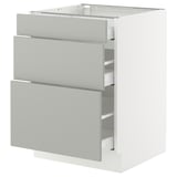 SEKTION / MAXIMERA Gabinete bajo 3 cajones, blanco/Havstorp gris claro, 61x61x76 cm