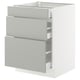 SEKTION / MAXIMERA Gabinete bajo 3 cajones, blanco/Havstorp gris claro, 61x61x76 cm