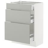 SEKTION / MAXIMERA Gabinete bajo 3 cajones, blanco/Havstorp gris claro, 61x37x76 cm
