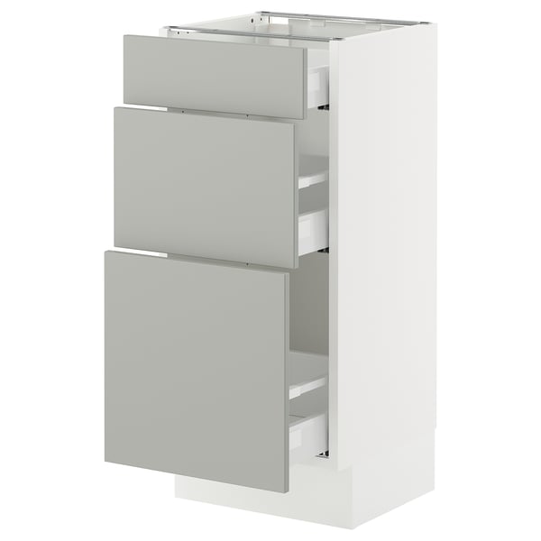 SEKTION / MAXIMERA Gabinete bajo 3 cajones, blanco/Havstorp gris claro, 38x37x76 cm