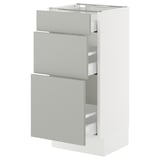 SEKTION / MAXIMERA Gabinete bajo 3 cajones, blanco/Havstorp gris claro, 38x37x76 cm