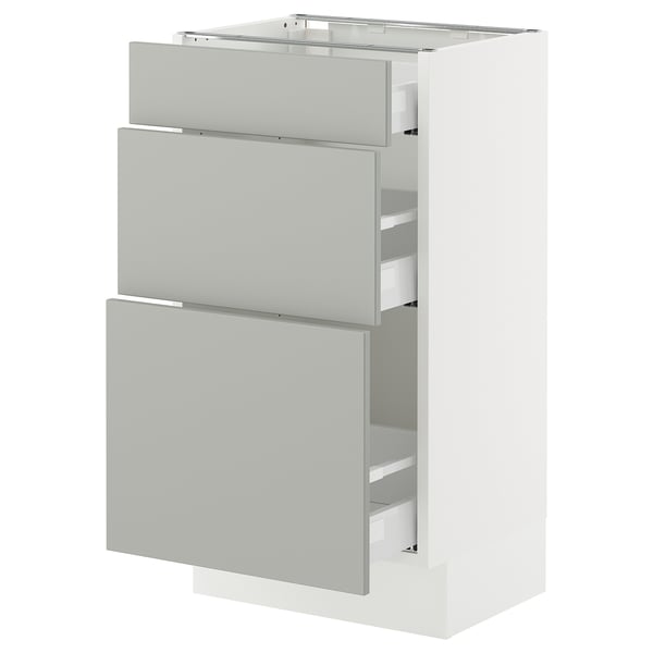 SEKTION / MAXIMERA Gabinete bajo 3 cajones, blanco/Havstorp gris claro, 46x37x76 cm