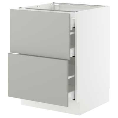 SEKTION / MAXIMERA Gabinete bajo 3 cajones, blanco/Havstorp gris claro, 61x61x76 cm