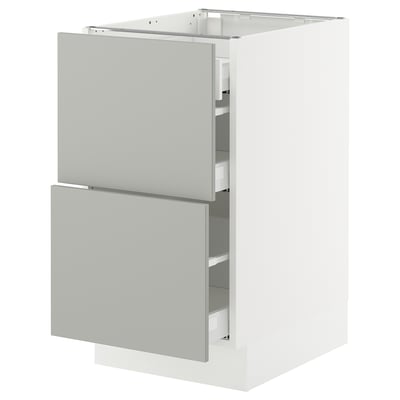 SEKTION / MAXIMERA Gabinete bajo 3 cajones, blanco/Havstorp gris claro, 46x61x76 cm