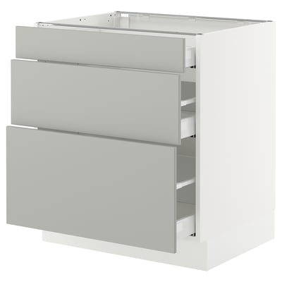 SEKTION / MAXIMERA Gabinete bajo 3 cajones, blanco/Havstorp gris claro, 76x61x76 cm