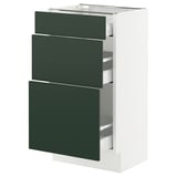 SEKTION / MAXIMERA Gabinete bajo 3 cajones, blanco/Havstorp Verde oscuro, 46x37x76 cm