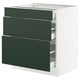 SEKTION / MAXIMERA Gabinete bajo 3 cajones, blanco/Havstorp Verde oscuro, 76x61x76 cm