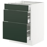 SEKTION / MAXIMERA Gabinete bajo 3 cajones, blanco/Havstorp Verde oscuro, 61x61x76 cm