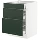 SEKTION / MAXIMERA Gabinete bajo 3 cajones, blanco/Havstorp Verde oscuro, 61x61x76 cm