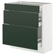 SEKTION / MAXIMERA Gabinete bajo 3 cajones, blanco/Havstorp Verde oscuro, 76x37x76 cm