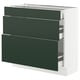 SEKTION / MAXIMERA Gabinete bajo 3 cajones, blanco/Havstorp Verde oscuro, 91x37x76 cm