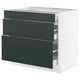 SEKTION / MAXIMERA Gabinete bajo 3 cajones, blanco/Havstorp Verde oscuro, 91x61x76 cm