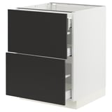 SEKTION / MAXIMERA Gabinete bajo 3 cajones, blanco/Nickebo Carbón mate, 61x61x76 cm