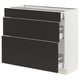 SEKTION / MAXIMERA Gabinete bajo 3 cajones, blanco/Nickebo Carbón mate, 91x37x76 cm