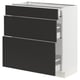 SEKTION / MAXIMERA Gabinete bajo 3 cajones, blanco/Nickebo Carbón mate, 76x37x76 cm