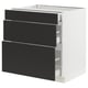 SEKTION / MAXIMERA Gabinete bajo 3 cajones, blanco/Nickebo Carbón mate, 76x61x76 cm
