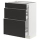 SEKTION / MAXIMERA Gabinete bajo 3 cajones, blanco/Nickebo Carbón mate, 61x37x76 cm