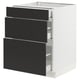 SEKTION / MAXIMERA Gabinete bajo 3 cajones, blanco/Nickebo Carbón mate, 61x61x76 cm
