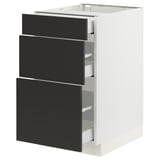 SEKTION / MAXIMERA Gabinete bajo 3 cajones, blanco/Nickebo Carbón mate, 46x61x76 cm