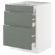 SEKTION / MAXIMERA Gabinete bajo 3 cajones, blanco/Nickebo Verde grisáceo mate, 61x61x76 cm
