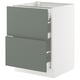 SEKTION / MAXIMERA Gabinete bajo 3 cajones, blanco/Nickebo Verde grisáceo mate, 61x61x76 cm