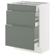 SEKTION / MAXIMERA Gabinete bajo 3 cajones, blanco/Nickebo Verde grisáceo mate, 61x37x76 cm