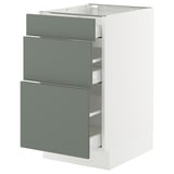 SEKTION / MAXIMERA Gabinete bajo 3 cajones, blanco/Nickebo Verde grisáceo mate, 46x61x76 cm